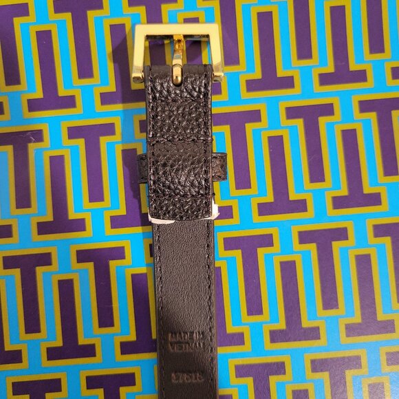 RALPH LAUREN Black Pebbled Leather Belt with Gold Buckle Size Medium LIKE NEW - Picture 7 of 8